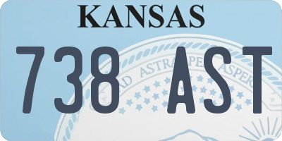 KS license plate 738AST
