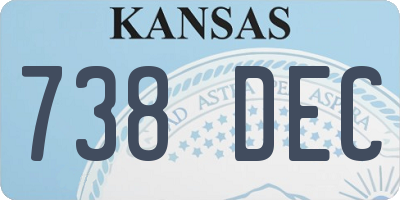 KS license plate 738DEC