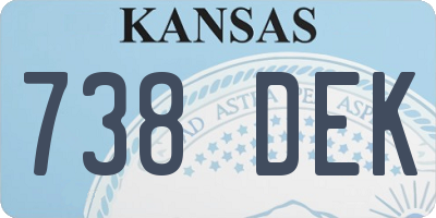 KS license plate 738DEK