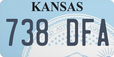 KS license plate 738DFA