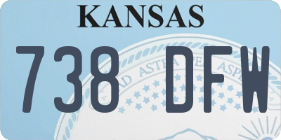 KS license plate 738DFW