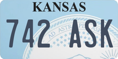 KS license plate 742ASK