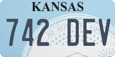 KS license plate 742DEV