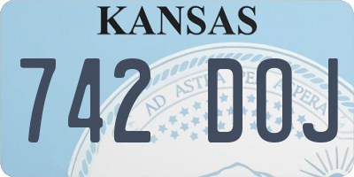 KS license plate 742DOJ