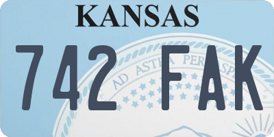 KS license plate 742FAK