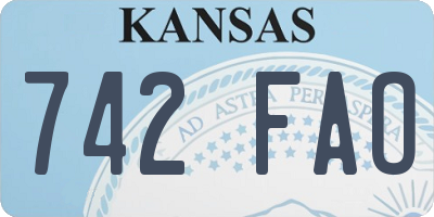 KS license plate 742FAO