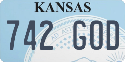 KS license plate 742GOD
