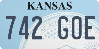 KS license plate 742GOE
