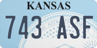 KS license plate 743ASF