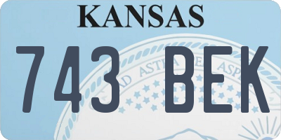 KS license plate 743BEK