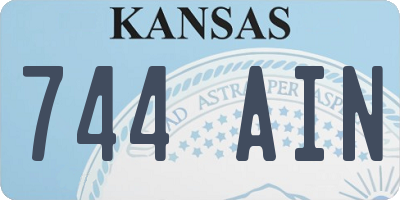 KS license plate 744AIN