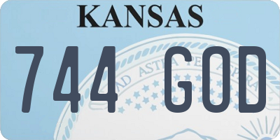 KS license plate 744GOD