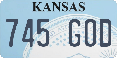 KS license plate 745GOD