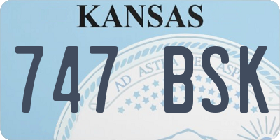 KS license plate 747BSK