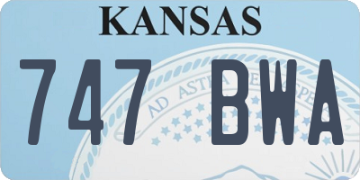 KS license plate 747BWA