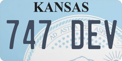 KS license plate 747DEV