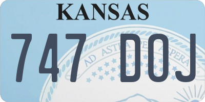 KS license plate 747DOJ