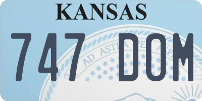 KS license plate 747DOM