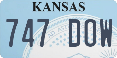 KS license plate 747DOW