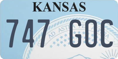 KS license plate 747GOC