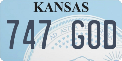 KS license plate 747GOD