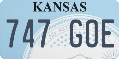 KS license plate 747GOE