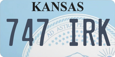 KS license plate 747IRK