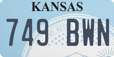 KS license plate 749BWN