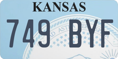 KS license plate 749BYF