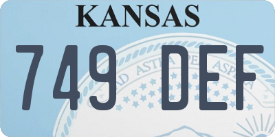 KS license plate 749DEF
