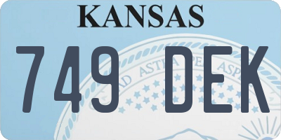 KS license plate 749DEK