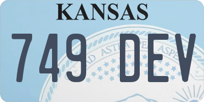 KS license plate 749DEV
