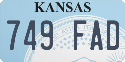 KS license plate 749FAD