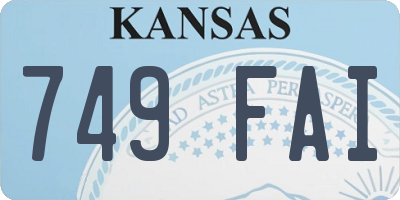 KS license plate 749FAI