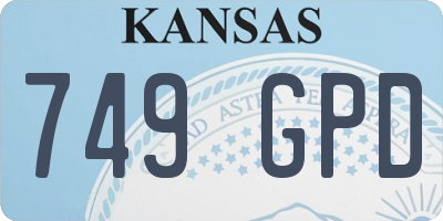 KS license plate 749GPD