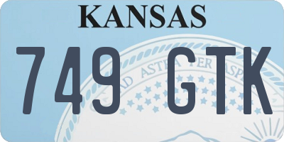 KS license plate 749GTK