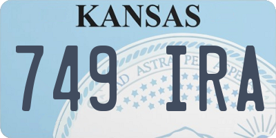 KS license plate 749IRA
