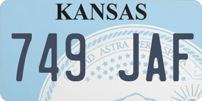 KS license plate 749JAF