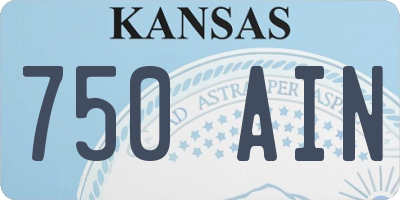 KS license plate 750AIN