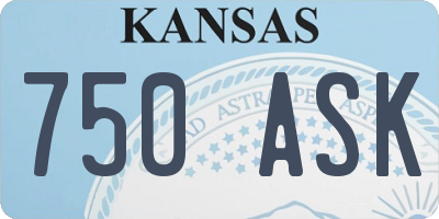 KS license plate 750ASK
