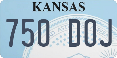 KS license plate 750DOJ