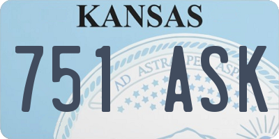 KS license plate 751ASK