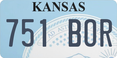 KS license plate 751BOR