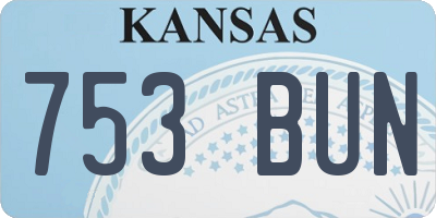 KS license plate 753BUN