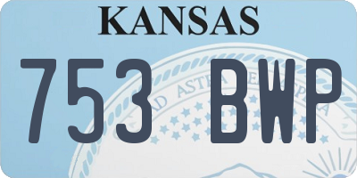 KS license plate 753BWP