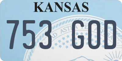 KS license plate 753GOD