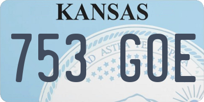 KS license plate 753GOE