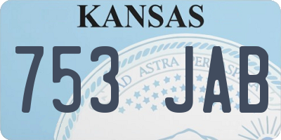 KS license plate 753JAB