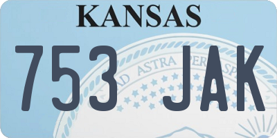 KS license plate 753JAK