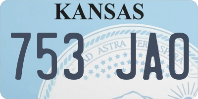 KS license plate 753JAO